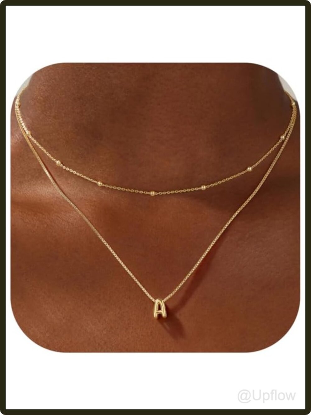 Gold Plated Initial Pendant Necklace Set Women's Layered Letter Adjustable
